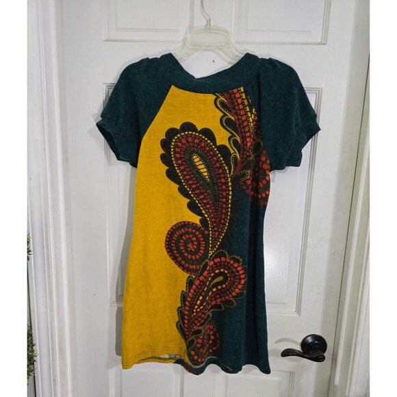 Aryeh Womens Multicolor‎ Paisley Mini Sweater Dress Short Sleeve Size XL NWT - Picture 4 of 12